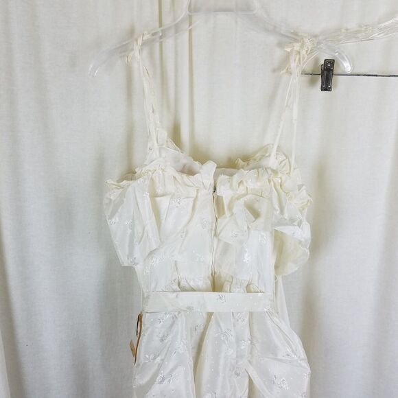Vtg NWT 70s Tiered Ruffled Lace Short Maxi Dress Victorian Cream Diamonds Run 5 - Picture 8 of 10